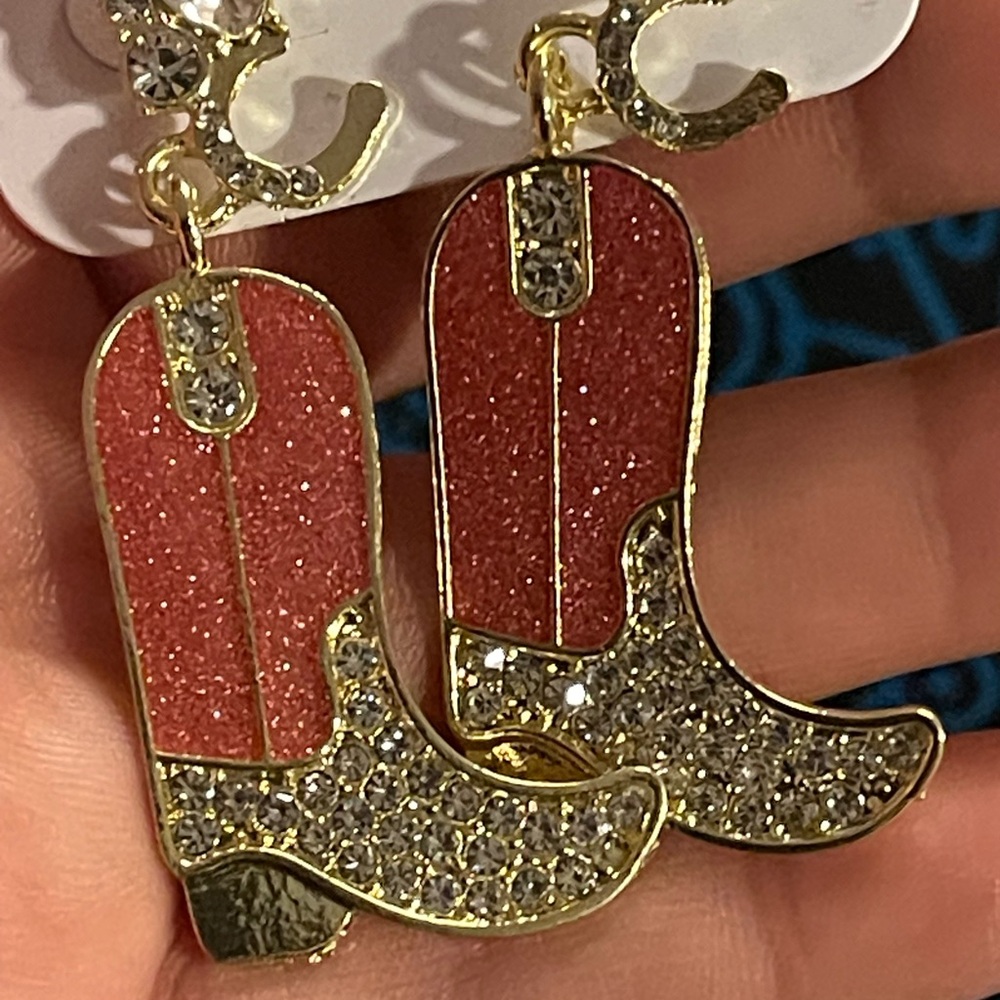 Sparkling Rhinestone Boot Earrings